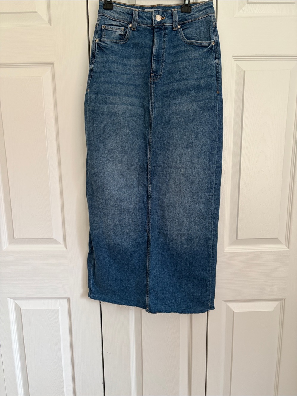 Classic Blue Denim Maxi Skirt - Women's Jeans